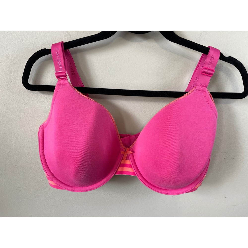 Cacique Pink Orange Striped Full Coverage Underwire Bra 38DDD